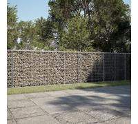 Gabion Basket with Cover, Galvanised Iron, Garden Use, Silver, 400 x 50 x 100 cm