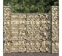 Gabion Baskets 3pc Silver Galvanised Steel 25x25x197 cm Mesh 12.5x5.5 cm Wire3.5