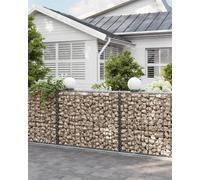 Gabion Baskets, 5-Piece Wide Gabion Set For Garden Design, Metal Mesh Cages For Large Wall Accents, Galvanised, Silver