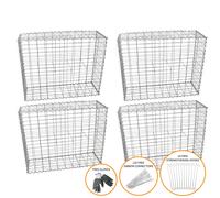 Monster Shop Gabion Baskets Galvanised Steel Cages Stone Mesh Wire Outdoor Basket Spiral Retaining Wall Planter Garden / 100 x 95 x 30cm / 4 Pack…