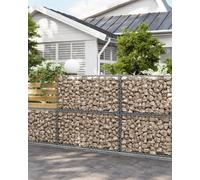 Gabion Baskets, Set Of 3 Wire Stone Cages For Medium Garden Wall Design, Metal Mesh Build, Galvanised, Silver