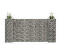 Gabion Planter H-Shaped Silver Steel Wire 260x40x120 cm Weatherproof Heavy-Duty