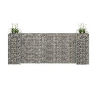 Gabion planter Silver Steel Wire 260x40x100cm H-Shaped Heavy Duty Rustproof Mesh