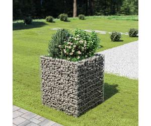 Gabion Raised Bed Silver 90x90x100cm Galvanised Steel Durable Garden Planter HD