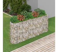 Gabion Raised Bed Silver Galvanised Iron 260x50x100cm Garden Planter Box 3.5mm [EEK: A]