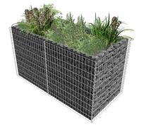 Gabion Raised Bed Silver Galvanised Steel 180x90x100cm Heavy Duty Mesh SpotWeld