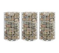Gabion Raised Bed Silver Galvanised Steel Ø30x50cm 3pcs Circular Garden Planter