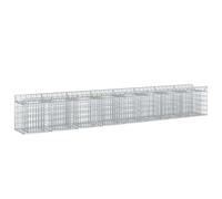 Gabion Raised Bed Silver Galvanised Steel 400 x 50 x 60 cm Weatherproof Planter