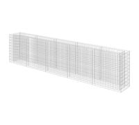 vidaXL Gabion Raised Bed in Galvanised Steel - Outdoor Rustproof Mesh Grid Construction - Silver Rectangular Planter - 450x50x100 cm