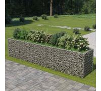 vidaXL Gabion Raised Bed - Rectangular Galvanised Steel Stone Basket Silver 450x90x100cm | Garden, Patio Planter for Flowers & Plants
