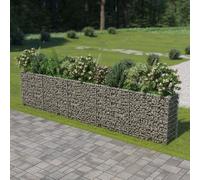 vidaXL Gabion Raised Bed in Galvanised Steel - Outdoor Rustproof Mesh Grid Construction - Silver Rectangular Planter - 450x50x100 cm