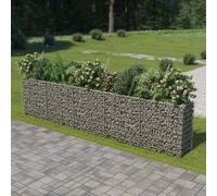 vidaXL Gabion Raised Bed in Galvanised Steel - Outdoor Rustproof Mesh Grid Construction - Silver Rectangular Planter - 450x50x100 cm