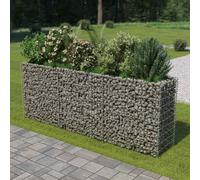 vidaXL Gabion Raised Bed in Galvanised Steel - Drawable, Robust Steel Planter for Garden or Patio - Rustproof & Weather-resistant - Silver, 270x50x100 cm