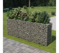vidaXL Gabion Raised Bed in Galvanised Steel - Drawable, Robust Steel Planter for Garden or Patio - Rustproof & Weather-resistant - Silver, 270x50x100 cm