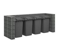 Gabion Wall Silver Galvanised Steel 320x100x120cm Outdoor Bin Enclosure Holds 4