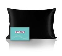 Gabire Mulberry Silk Pillow Case for Hair and Skin Prevent Acne Pillowcases Both Sides Real Silk Pillowcases Organic Silk Pillowcase with Hidden Zipper, Black, Queen (20"×30")
