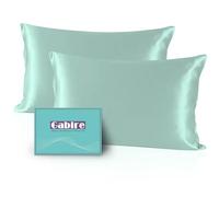 Gabire Mulberry Silk Pillow Cases Set of 2, Both Sides Real Silk Pillow Cover for Hair and Skin Cool Pillowcase Organic Silk Pillowcase 2 Pack with Hidden Zipper, Sage Green, Queen (20"×30")
