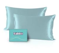 Gabire Mulberry Silk Pillow Cases Set of 2, Both Sides Real Silk Pillow Cover for Hair and Skin Cool Pillowcase Organic Silk Pillowcase 2 Pack with Hidden Zipper, Haze Blue, Queen (20"×30")