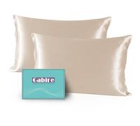 Gabire Mulberry Silk Pillow Cases Set of 2, Both Sides Real Silk Pillow Cover for Hair and Skin Prevent Acne Pillowcase Organic Silk Pillowcase 2 Pack with Hidden Zipper, Champagne, Queen (20"×30")