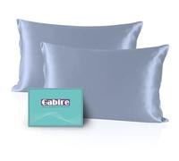 Gabire Mulberry Silk Pillowcases Set of 2, Both Sides Real Silk Pillowcase for Hair and Skin Cool Pillowcase Organic Silk Pillowcase 2 Pack with Hidden Zipper, Dusty Blue, Standard (20"×26")