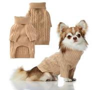 Gable - The Cable Knit Sweater Wool Cashmere Cable Sweater Pet Pullover for Small, Medium and Large Dogs, Camel, XX-Small