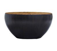 Gabo Console Table - Parquet Wood with Black Base