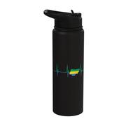 Gabon Gabonese Flag Map Gabonese Pride Heartbeat EKG Pulse Stainless Steel Insulated Water Bottle