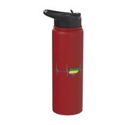 Gabon Gabonese Flag Map Gabonese Pride Heartbeat EKG Pulse Stainless Steel Insulated Water Bottle