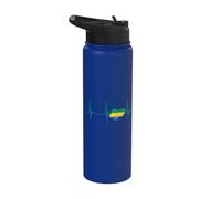 Gabon Gabonese Flag Map Gabonese Pride Heartbeat EKG Pulse Stainless Steel Insulated Water Bottle