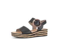 Gabor Andre Black leather Womens Wedge Sandals 84.550.27