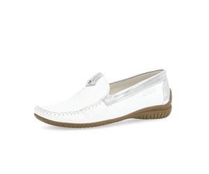 Gabor California 46.090.50 White / Silver Leather Moccasin Shoe 5.5