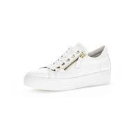 Gabor Campus Lace Up Leather Sneakers in White/Gold 6.5 White