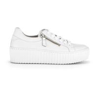 Gabor Dolly ice white leather platform sneakers with zip and lace