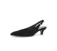 Gabor Editor Kitten Black Suede Womens Slingback Shoes 71.500.17 in a Plain Leather in Size 5
