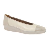 Gabor Petunia Womens Patent Accent Low Heeled Pumps 5.5 UK Ivory/Puder Patent