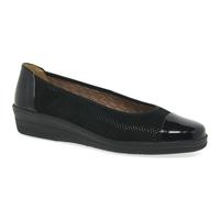 Gabor Petunia Womens Patent Accent Low Heeled Pumps - Black, UK 7