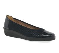 Gabor Petunia Womens Patent Accent Low Heeled Pumps - UK 3.5, Navy