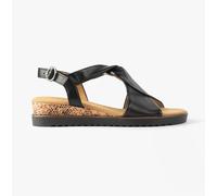 Gabor Rich Black leather Womens Wedge Sandals 82.751.27 in a Plain Leather in Size 4