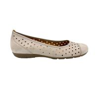 Gabor Ruffle linen nubuck ballet pumps, natural grey / beige soft suede shoes