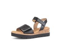 Gabor Shout Black leather Womens Wedge Sandals 62.700.57 in a Plain Leather in Size 6.5