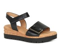 Gabor Shout Black leather Womens Wedge Sandals 62.700.57 in a Plain Leather in Size 4