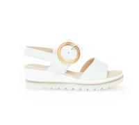 Gabor smooth white leather wedge heeled adjustable strap sandal 24.645 Yeo