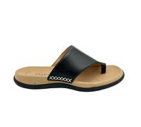 Gabor soft black leather, cushioned footbed, toe ring, slider 03.700 Lanzarote