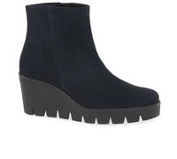 Gabor 'utopia' Chunky Wedge Heel Ankle Boots In Navy Navy 4.5