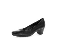 Gabor Brambling Crew Black leather Womens Court Shoes 02.120.57 in a Plain Leather in Size 7