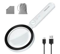 GABORISH Large Magnifying Glass with Light, 10X 30X Magnifying Glasses for Reading with 36 LED & 5 Modes, USB Rechargeable Glass Lens Handheld Magnifier with Light for Seniors, Inspection(Black&White)