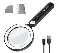 GABORISH Large Magnifying Glass with Light, 10X 30X Magnifying Glasses for Reading with 36 LED & 5 Modes, USB Rechargeable Glass Lens Handheld Magnifier with Light for Seniors, Inspection(White&Black)