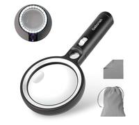 GABORISH Magnifying Glass with Light 30 LED, 10X 20X 45X Large Magnifying Glasses with 1UV Light, Handheld Magnifier with Light for Seniors Reading, Inspection, Coins, Jewelry (Silver)