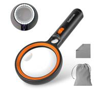 GABORISH Magnifying Glass with Light 30 LED, 10X 20X 45X Large Magnifying Glasses with 1UV Light, Handheld Magnifier with Light for Seniors Reading, Inspection, Coins, Jewelry (Orange)