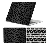 GABraden Compatible with MacBook Air 13 inch Case,2020 2019 2018 Release,(A2337 M1 A2179 A1932),with Touch ID and 2 Pack Keyboard Protectors,Laptop Plastic Hard Shell（Black Leopard Cheetah Pattern）